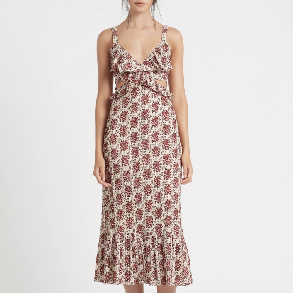 Sir The Label Floré Floral Print Cut out Midi Dress Women’s Size Medium